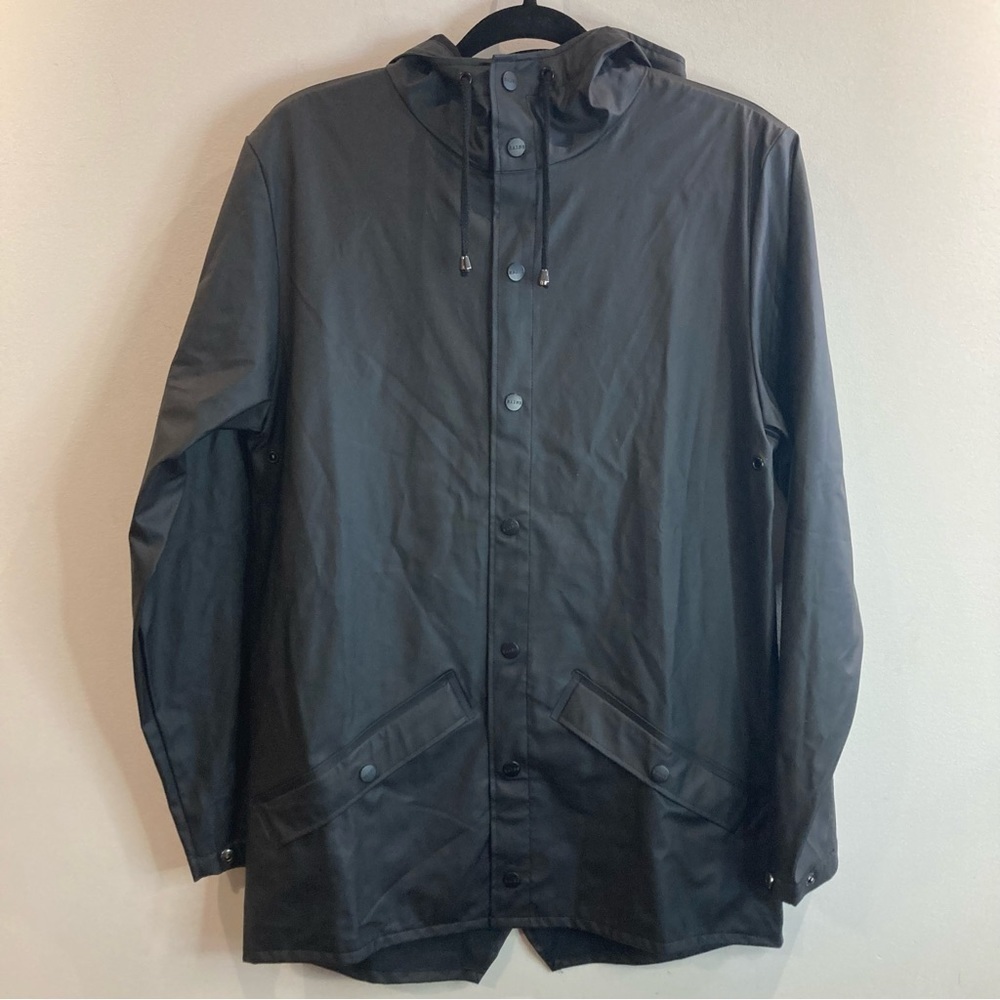 RAINS Sz XXS-XS Oversized Hooded Unlined Fishermen Style Cap Snap Rain Coat